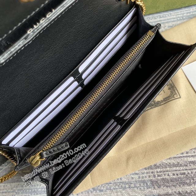 Gucci新款女包 古馳WOC黑色全皮小挎包 竹節鎖扣 Gucci2021新款鏈條錢包 658243  ydg3027
